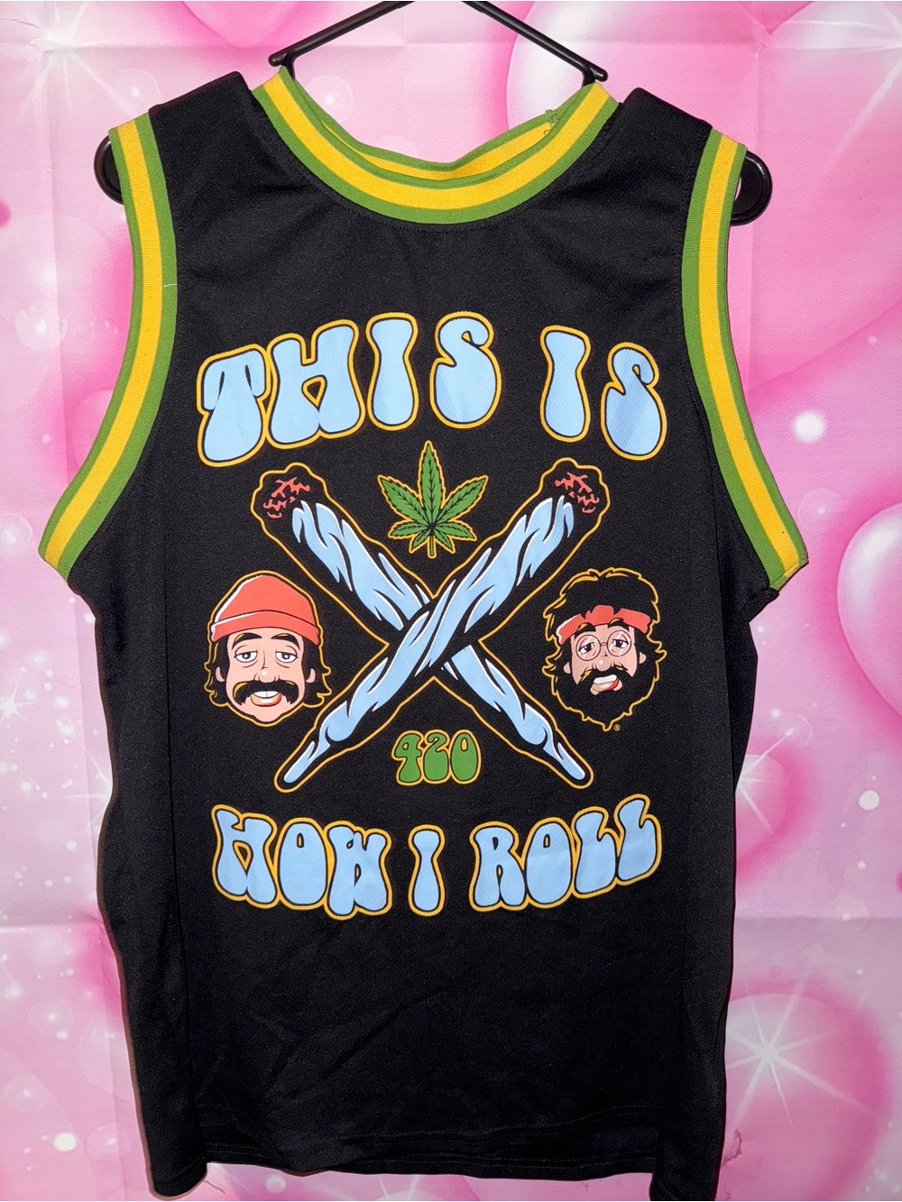 Cheetah & Chang Black Graphic Jersey with Blue and Yellow Trim